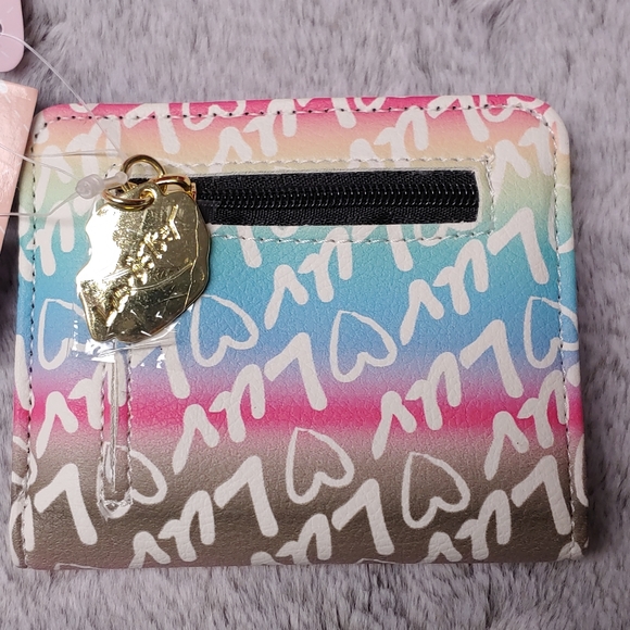 NWT Betsey Johnson LUV snap wallet card ID holder rainbow heart LBMONEYG - Picture 3 of 8